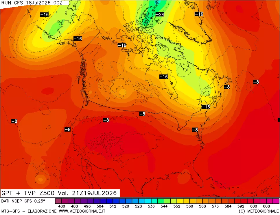 mappa 500 hPa GPT + Temp