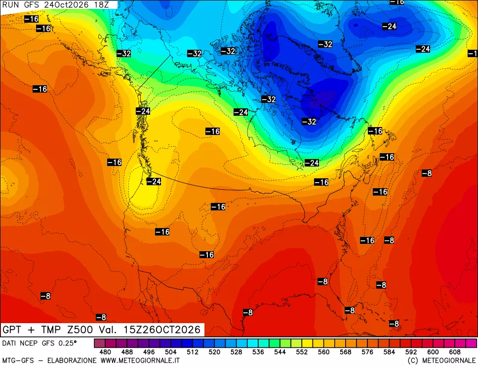 mappa 500 hPa GPT + Temp