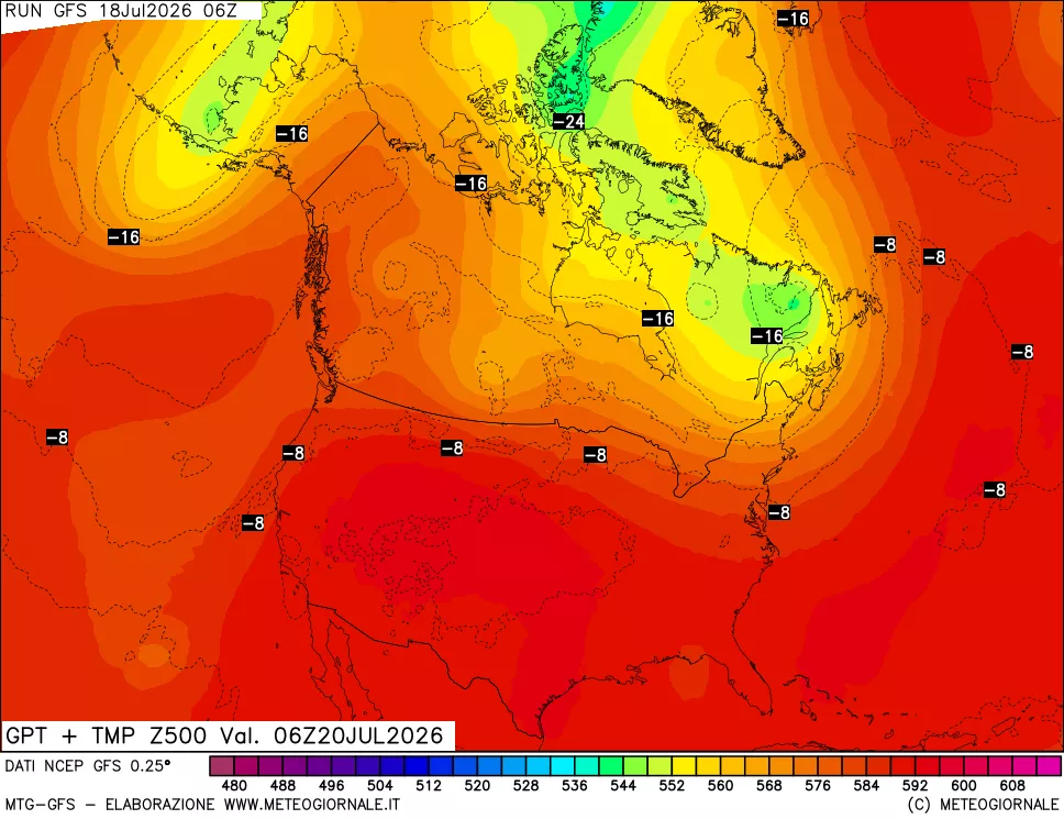 mappa 500 hPa GPT + Temp