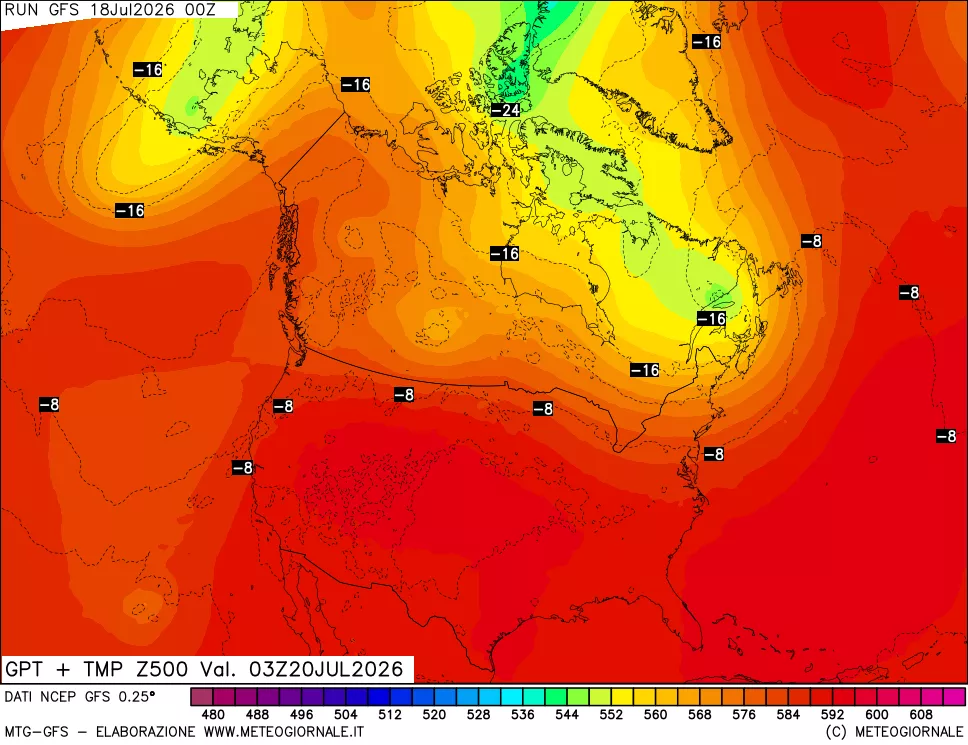 mappa 500 hPa GPT + Temp