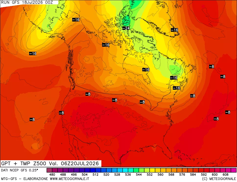 mappa 500 hPa GPT + Temp