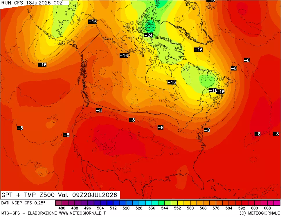 mappa 500 hPa GPT + Temp
