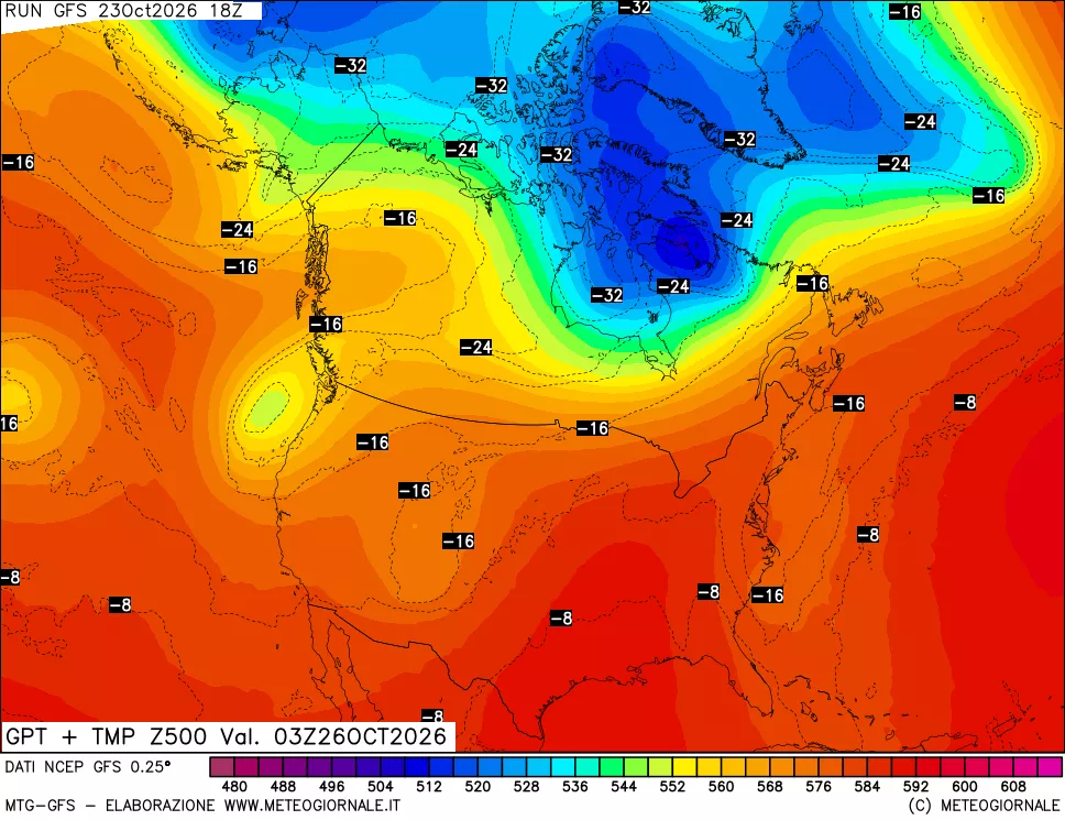mappa 500 hPa GPT + Temp