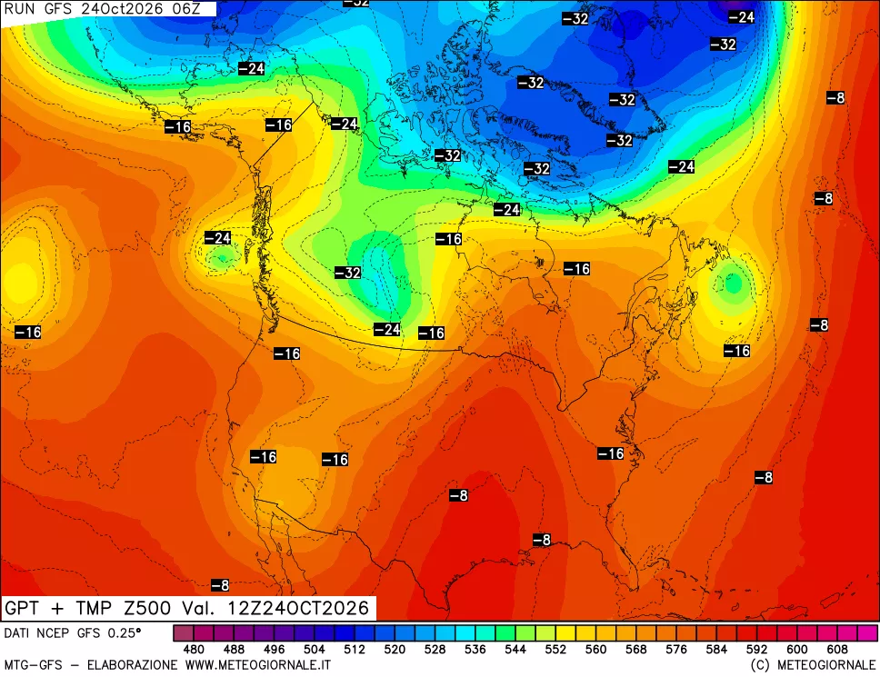 mappa 500 hPa GPT + Temp