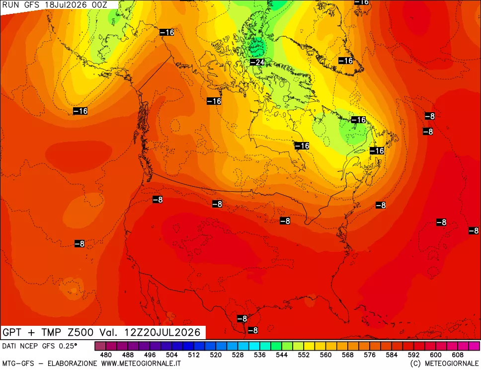 mappa 500 hPa GPT + Temp