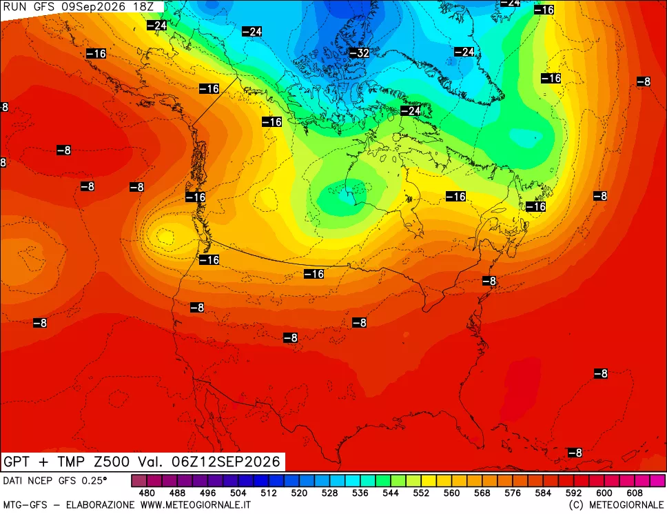 mappa 500 hPa GPT + Temp
