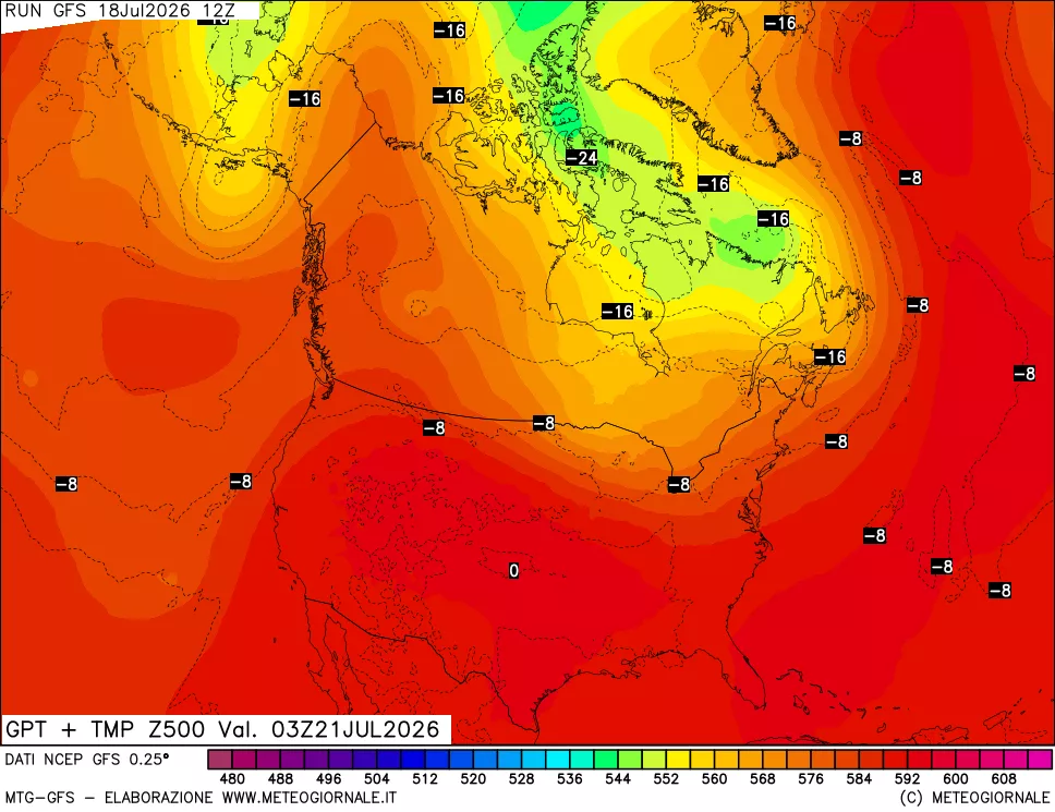 mappa 500 hPa GPT + Temp