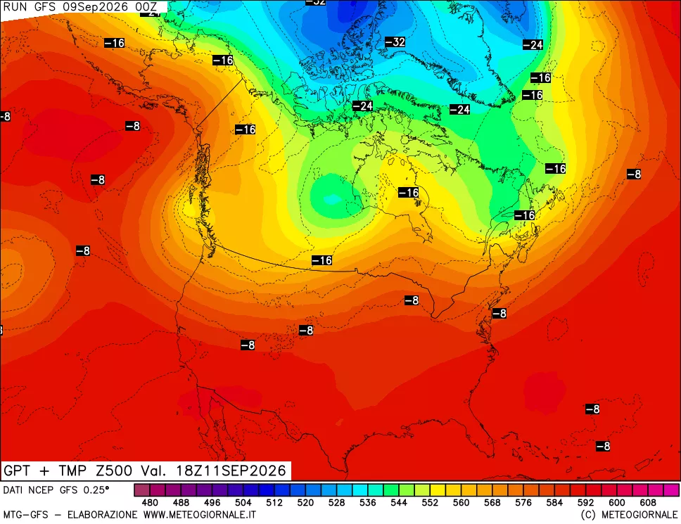 mappa 500 hPa GPT + Temp
