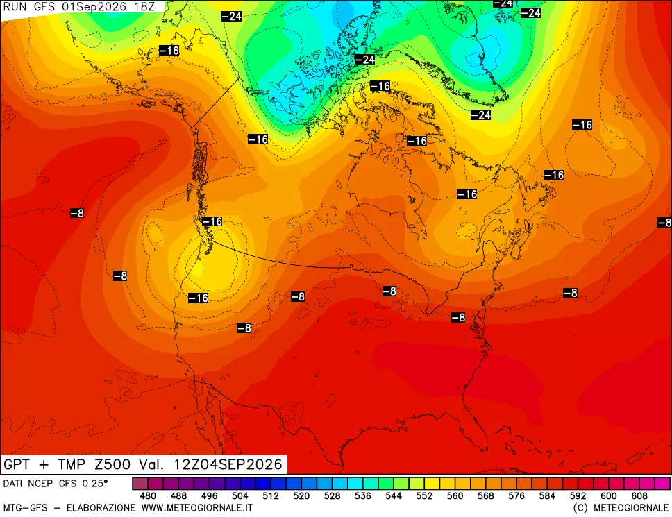mappa 500 hPa GPT + Temp