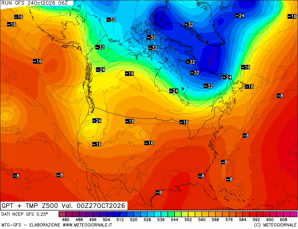 mappa 500 hPa GPT + Temp