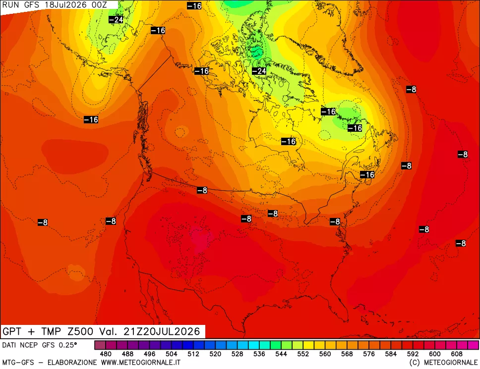 mappa 500 hPa GPT + Temp