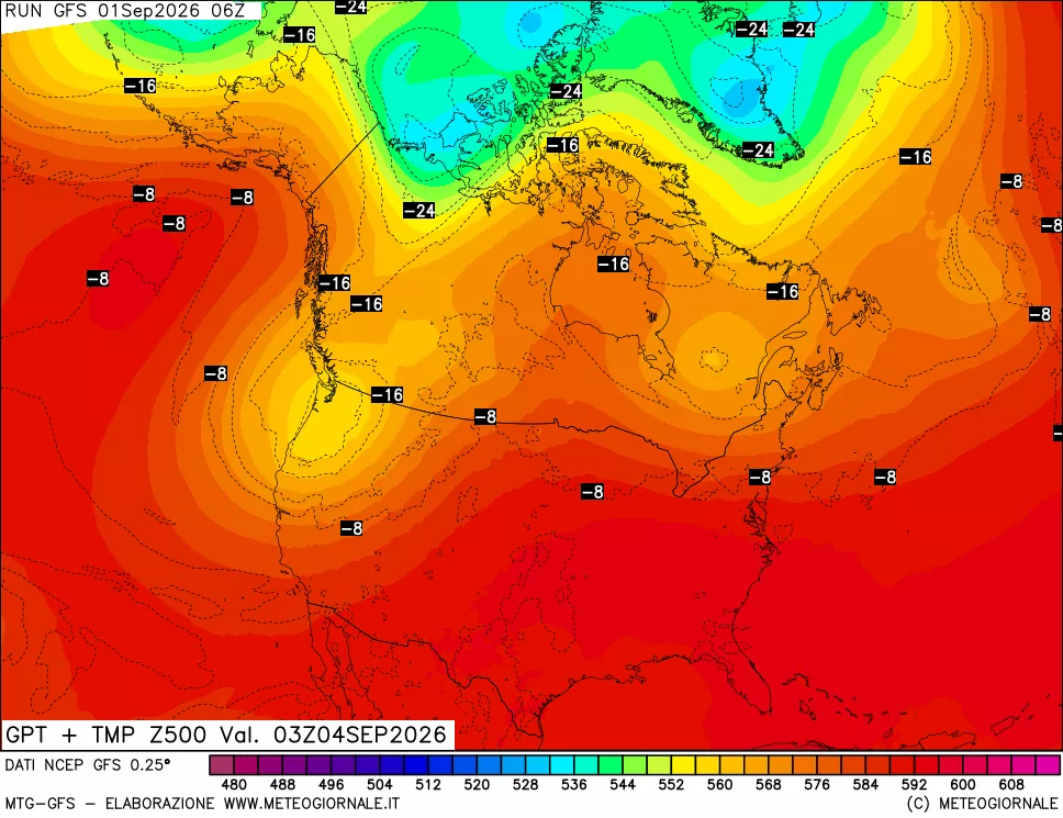 mappa 500 hPa GPT + Temp