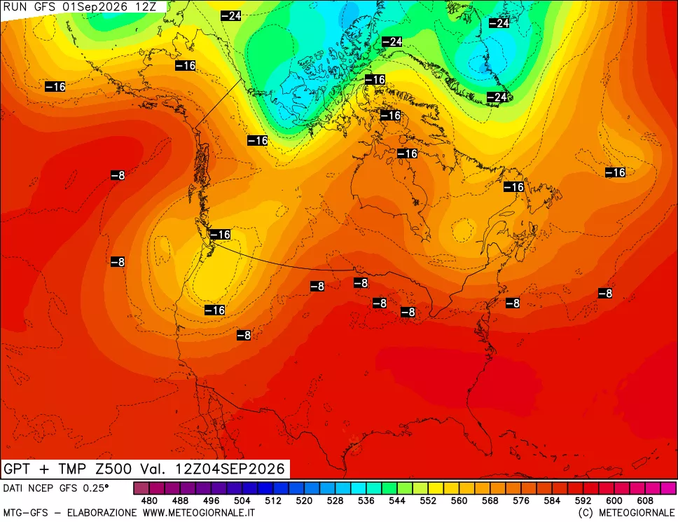mappa 500 hPa GPT + Temp