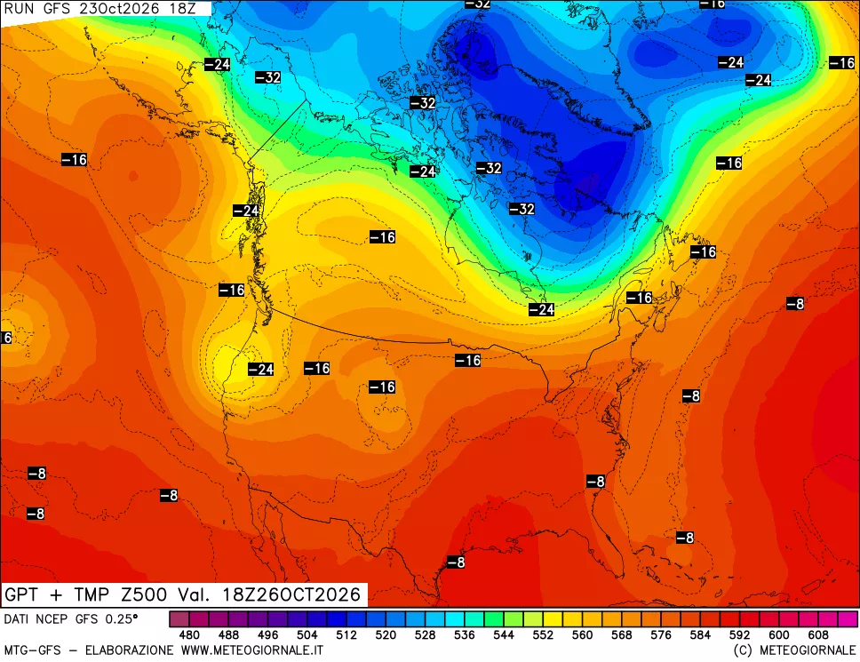 mappa 500 hPa GPT + Temp