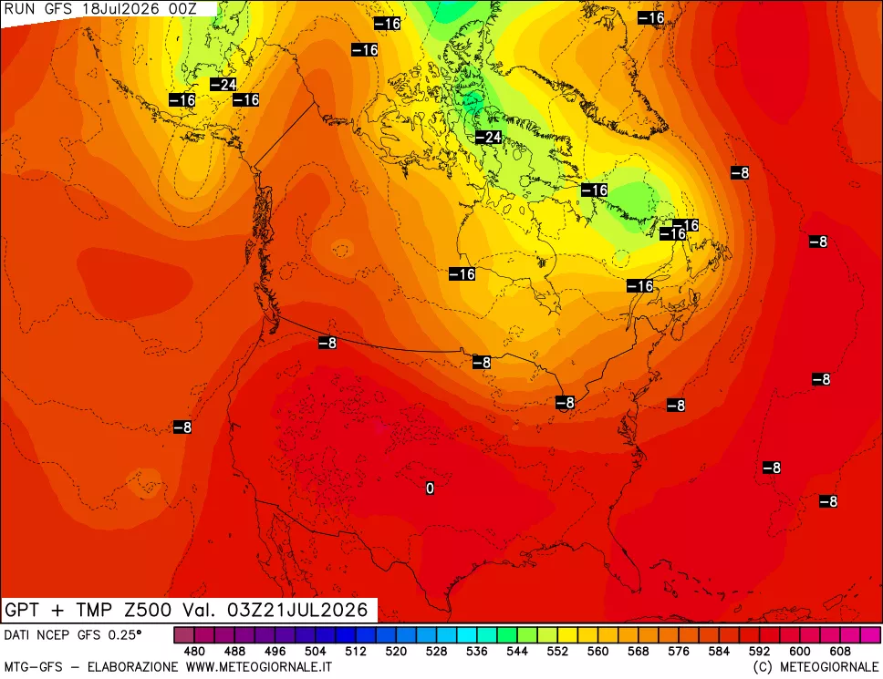 mappa 500 hPa GPT + Temp