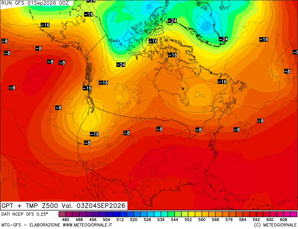 mappa 500 hPa GPT + Temp