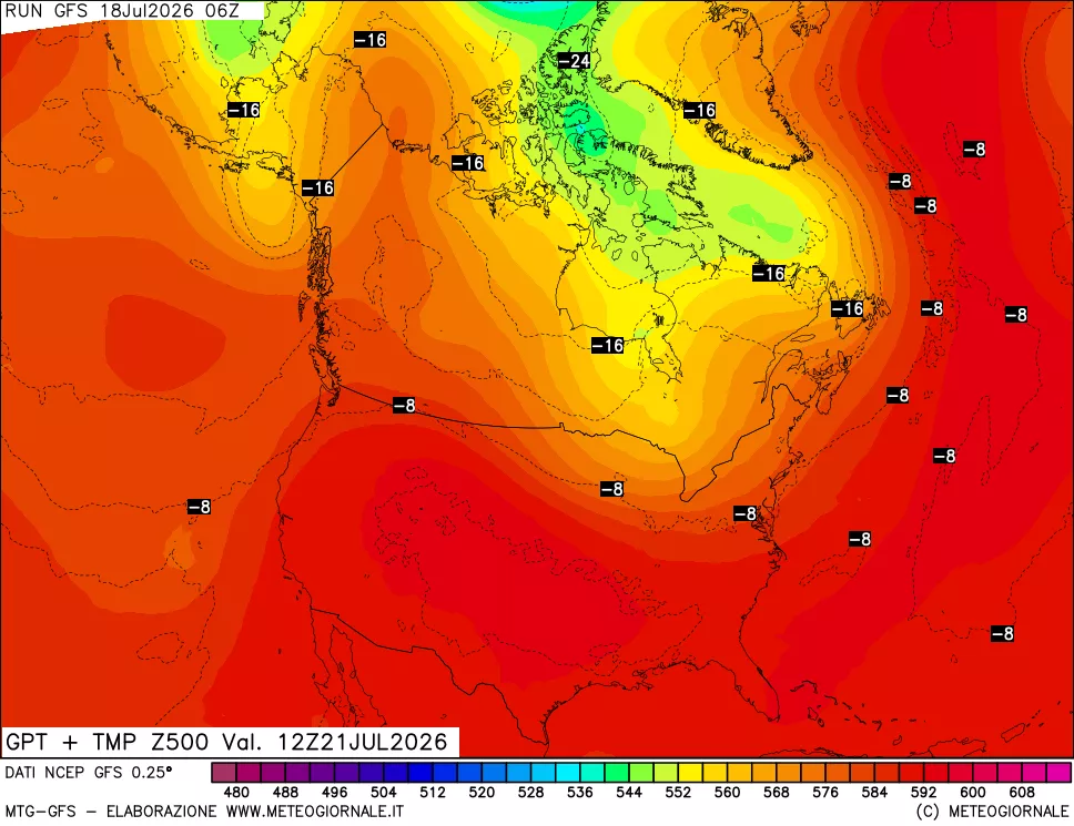 mappa 500 hPa GPT + Temp