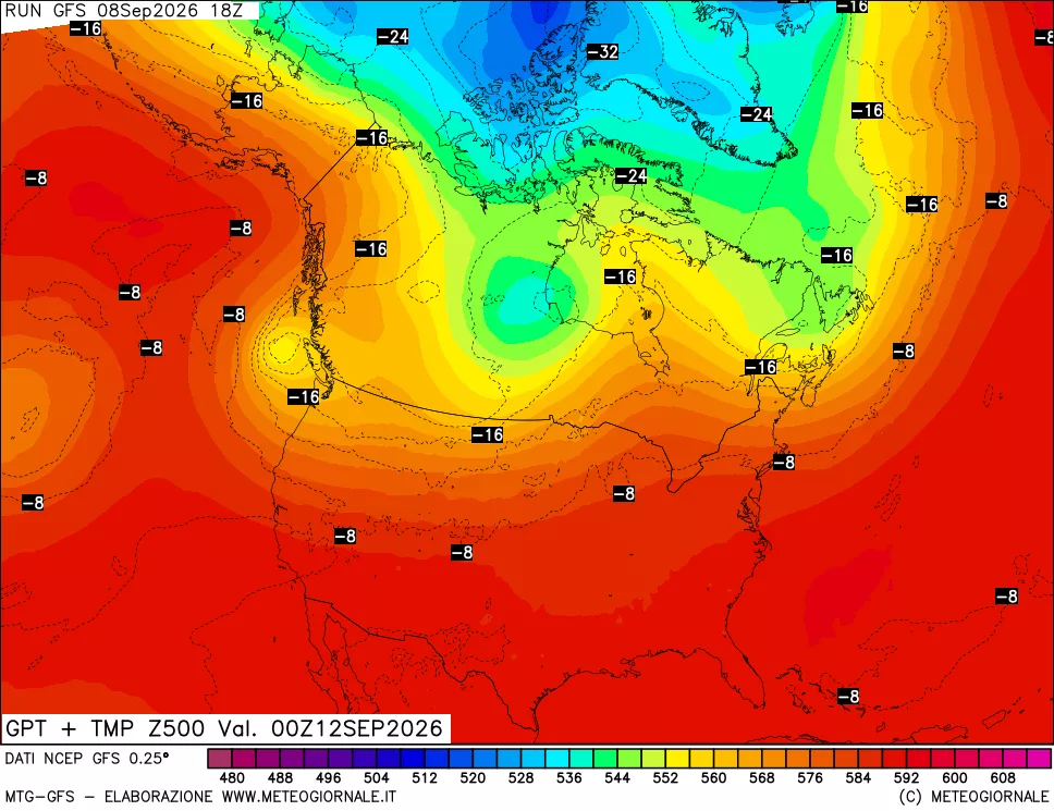 mappa 500 hPa GPT + Temp