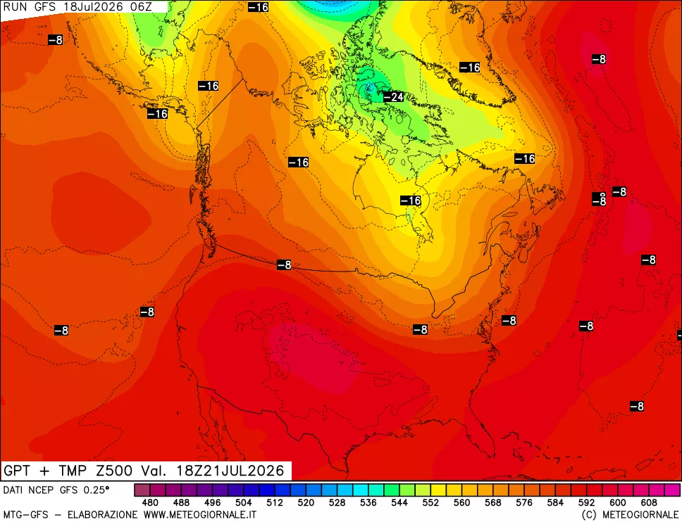 mappa 500 hPa GPT + Temp