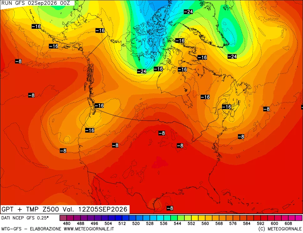 mappa 500 hPa GPT + Temp