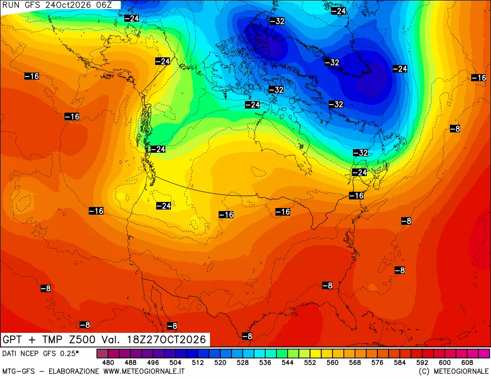 mappa 500 hPa GPT + Temp