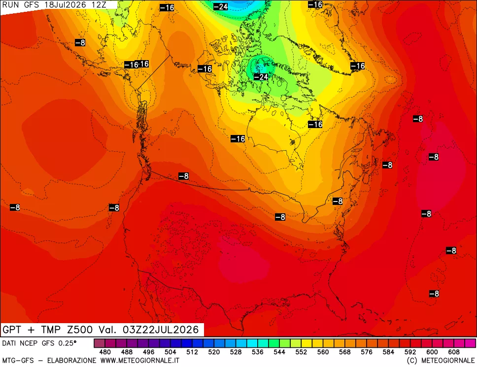 mappa 500 hPa GPT + Temp