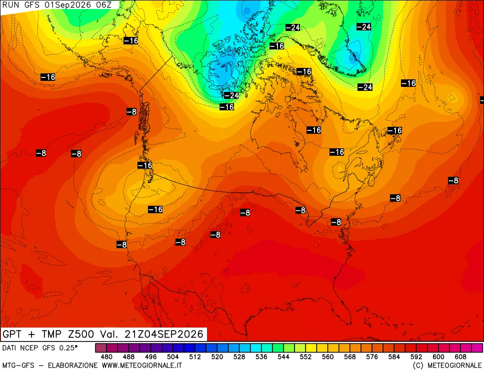 mappa 500 hPa GPT + Temp