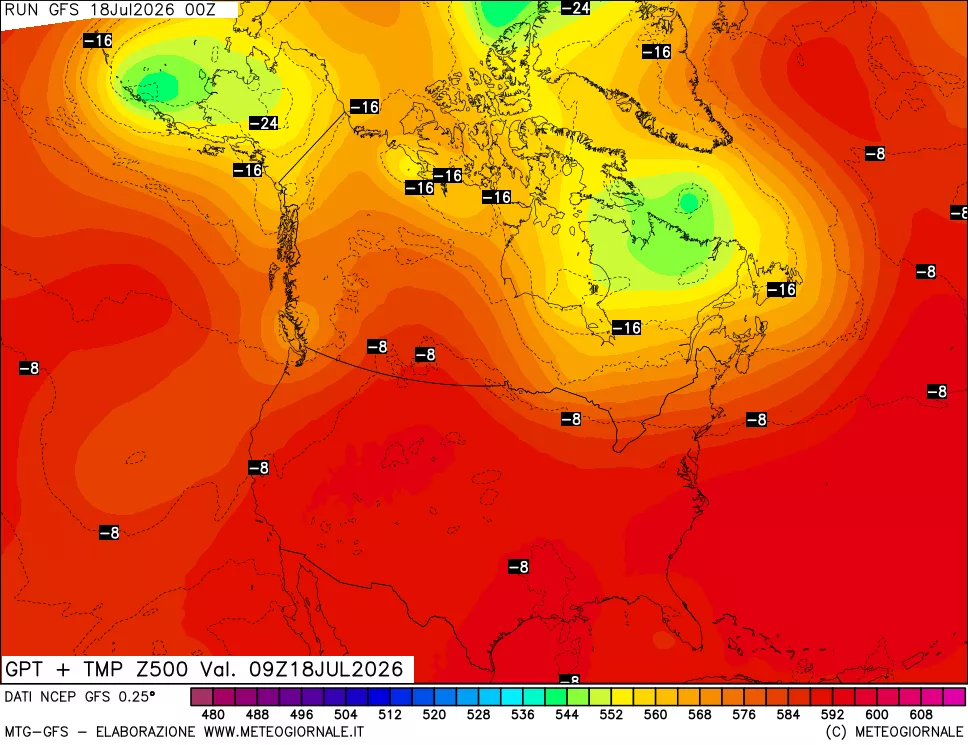 mappa 500 hPa GPT + Temp