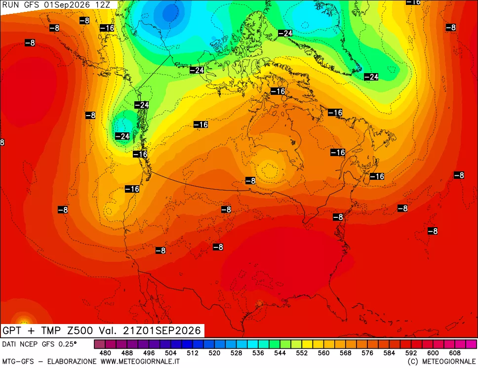 mappa 500 hPa GPT + Temp