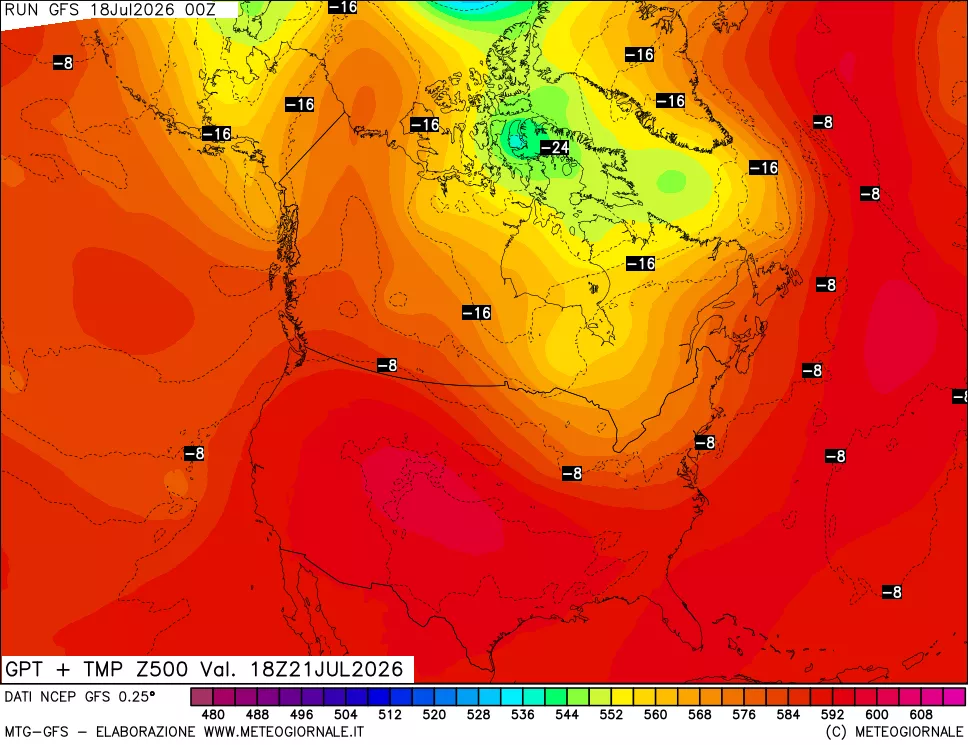mappa 500 hPa GPT + Temp