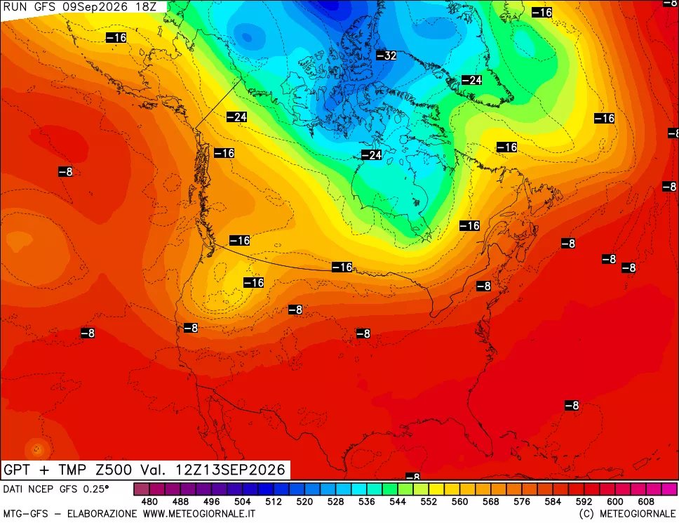 mappa 500 hPa GPT + Temp