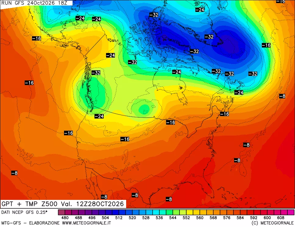 mappa 500 hPa GPT + Temp