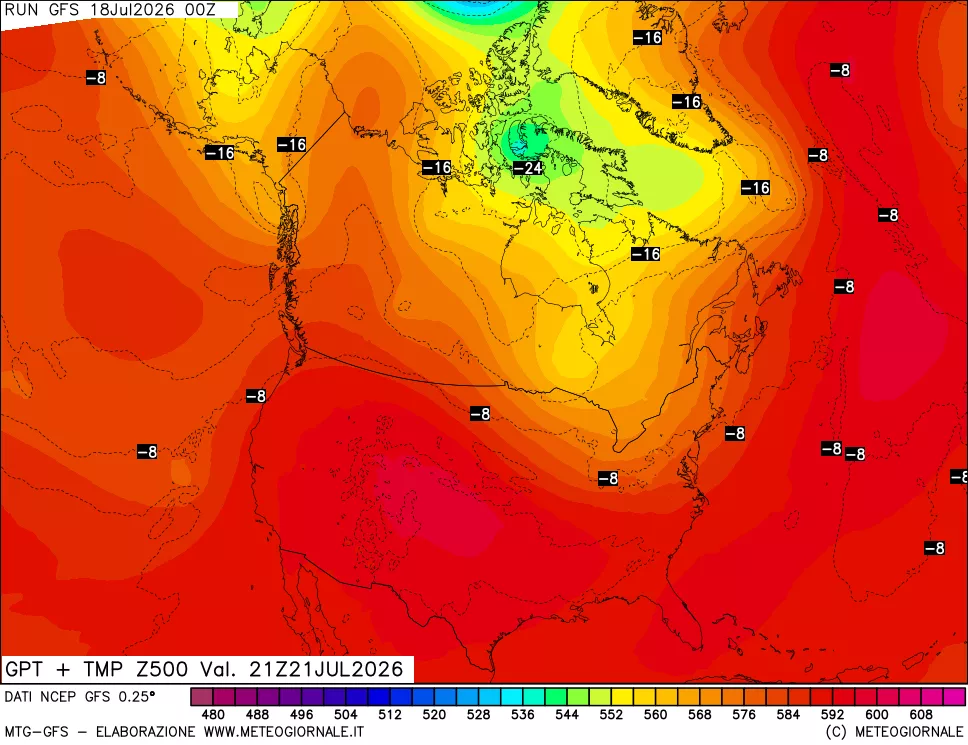 mappa 500 hPa GPT + Temp