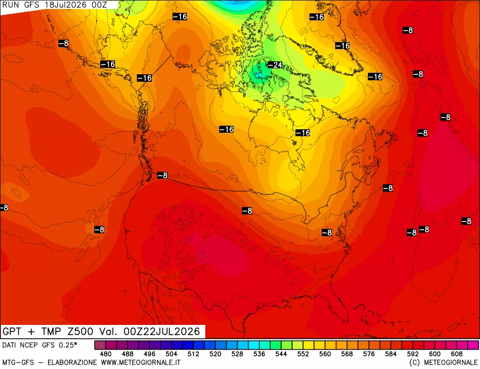 mappa 500 hPa GPT + Temp