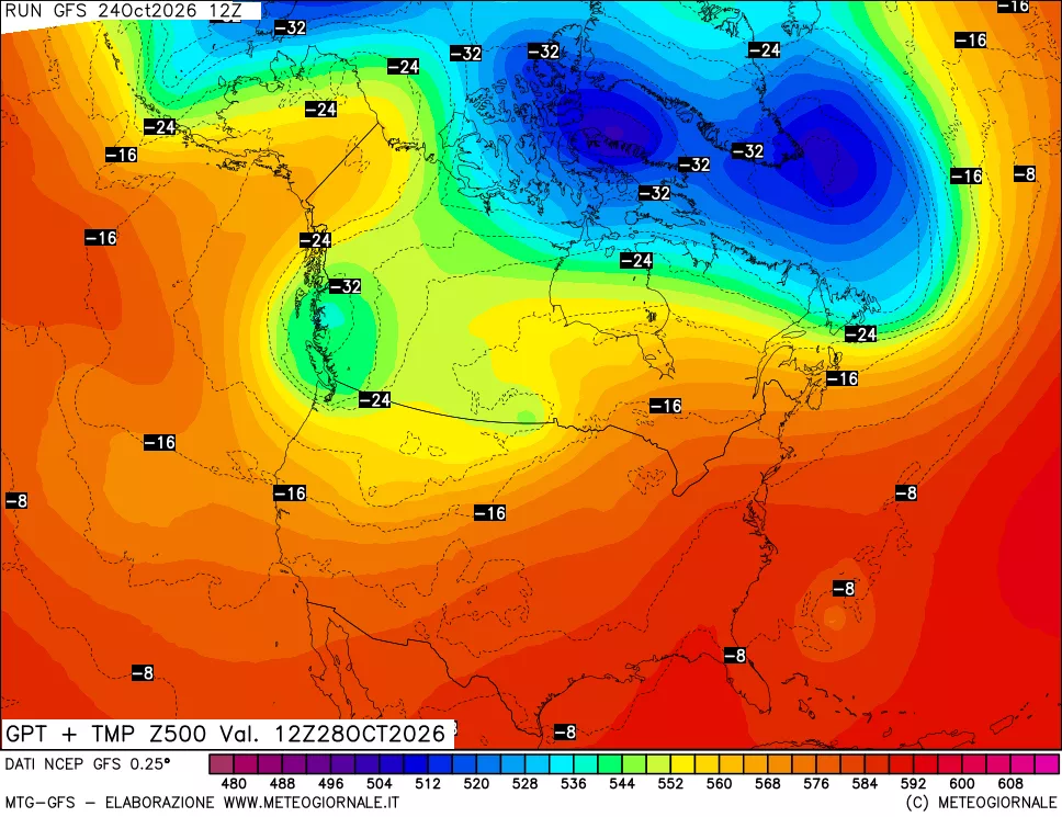 mappa 500 hPa GPT + Temp