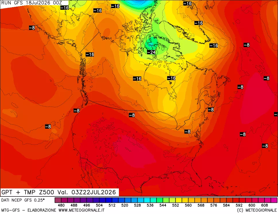 mappa 500 hPa GPT + Temp