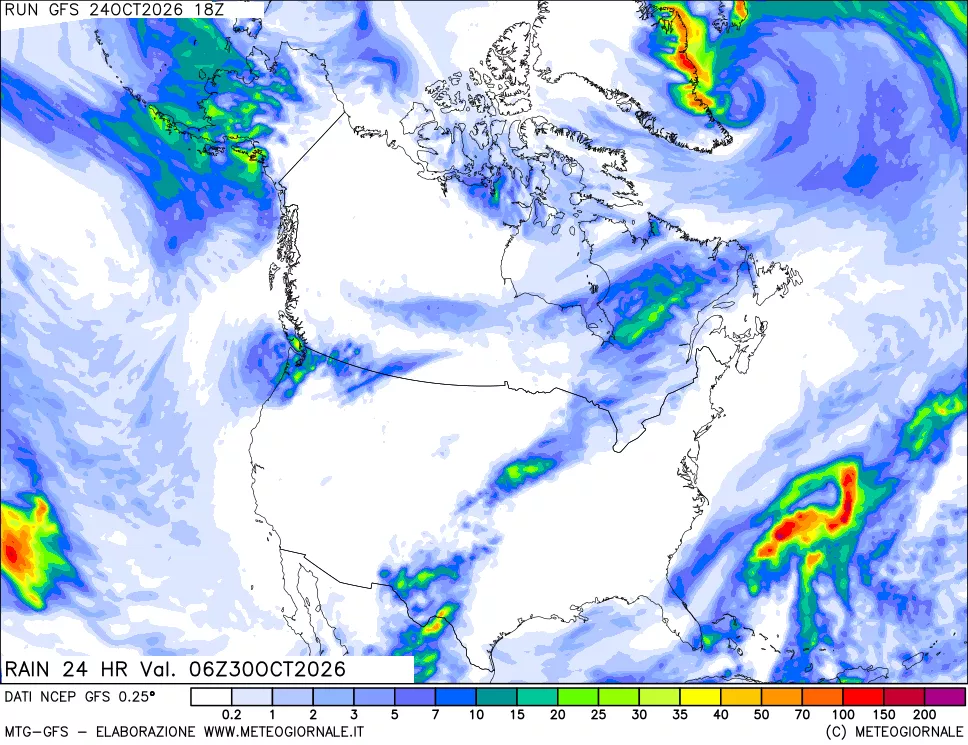 mappa Precipitazioni 24 ore precedenti