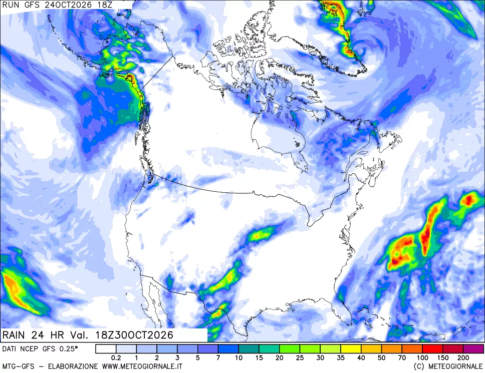 mappa Precipitazioni 24 ore precedenti
