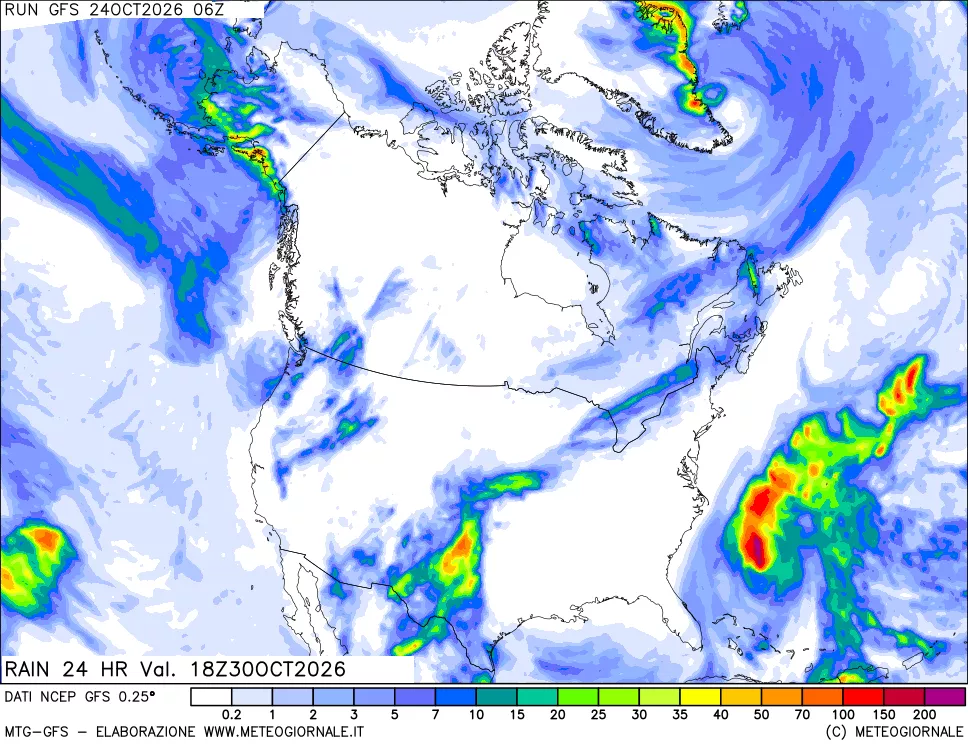 mappa Precipitazioni 24 ore precedenti