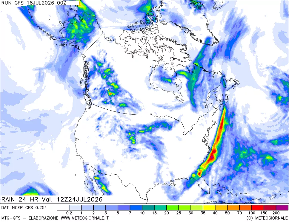 mappa Precipitazioni 24 ore precedenti