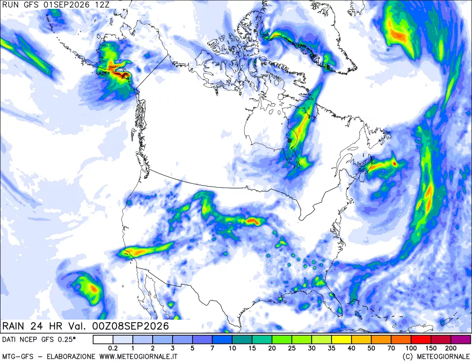 mappa Precipitazioni 24 ore precedenti