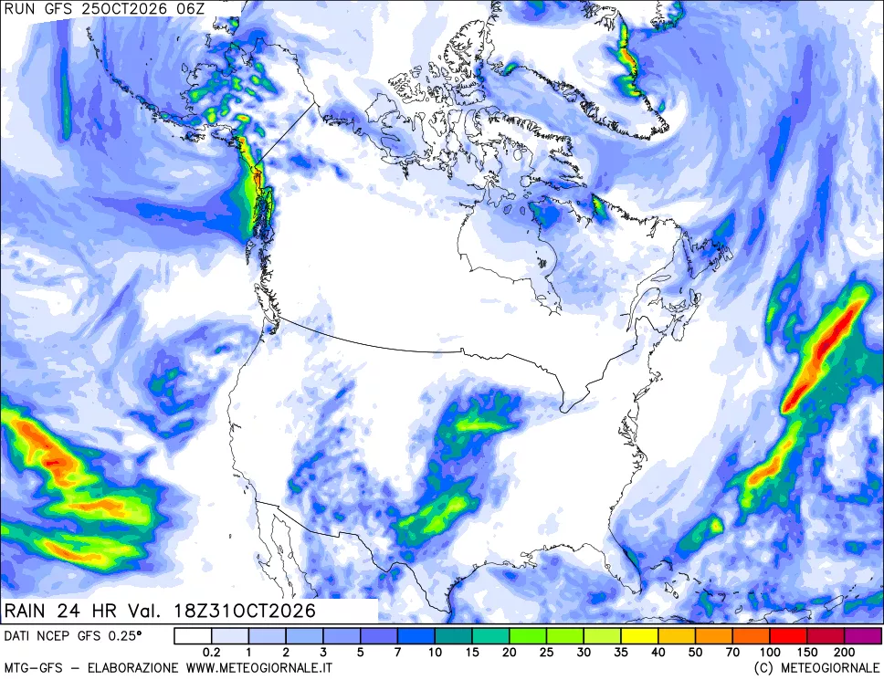 mappa Precipitazioni 24 ore precedenti