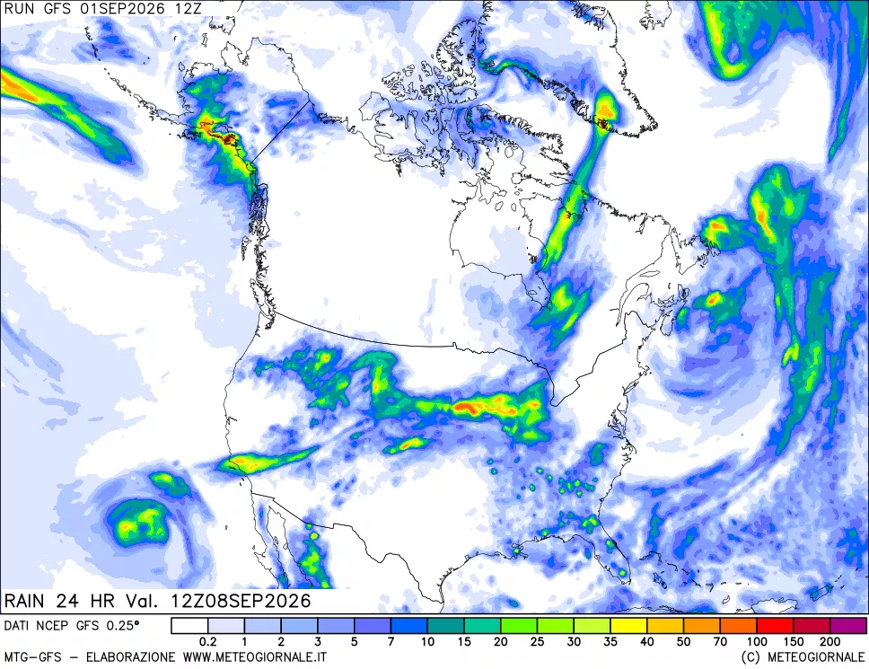 mappa Precipitazioni 24 ore precedenti