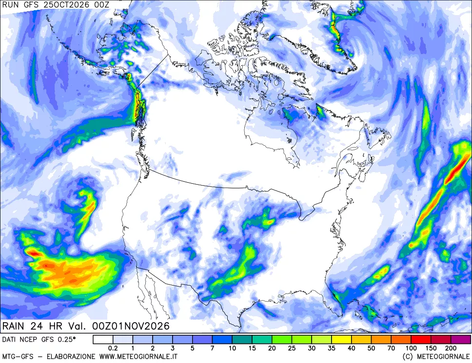 mappa Precipitazioni 24 ore precedenti