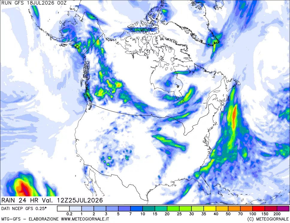 mappa Precipitazioni 24 ore precedenti