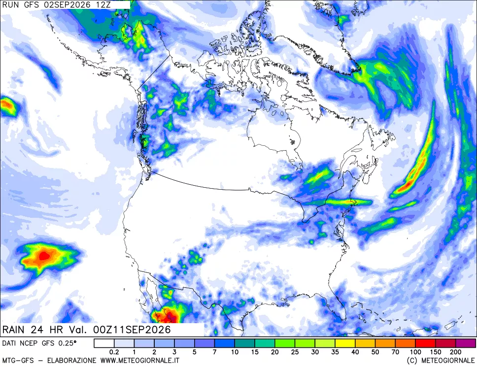 mappa Precipitazioni 24 ore precedenti