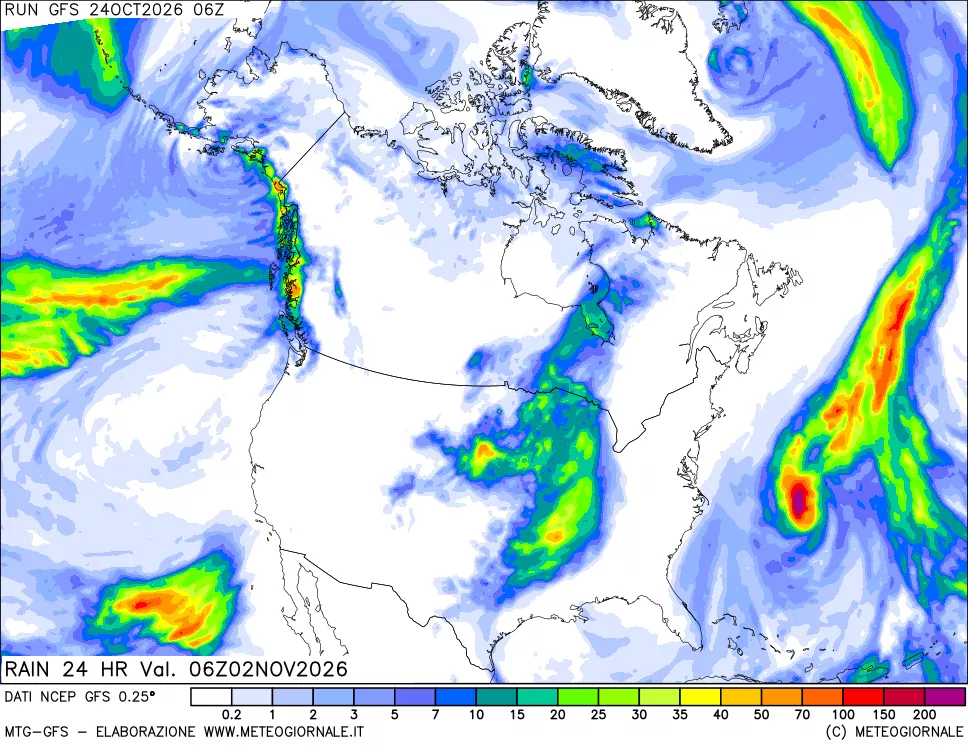 mappa Precipitazioni 24 ore precedenti