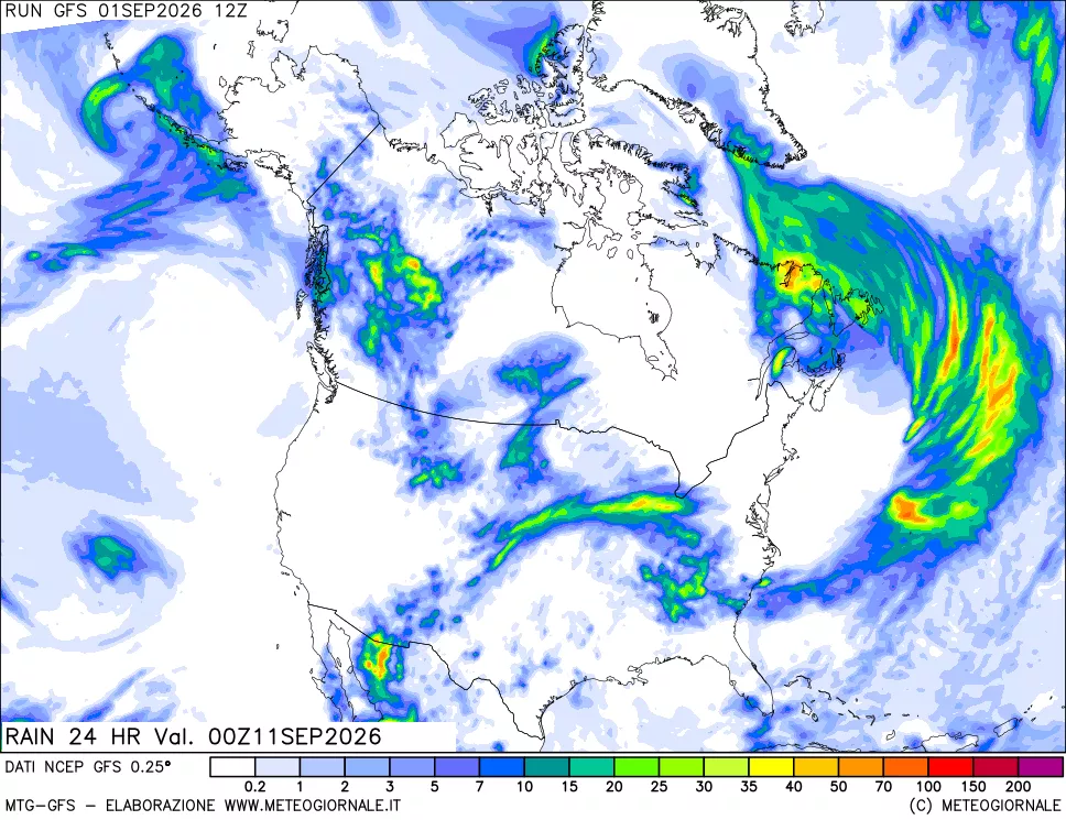 mappa Precipitazioni 24 ore precedenti