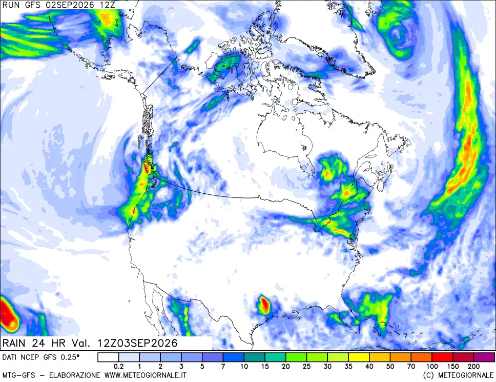 mappa Precipitazioni 24 ore precedenti