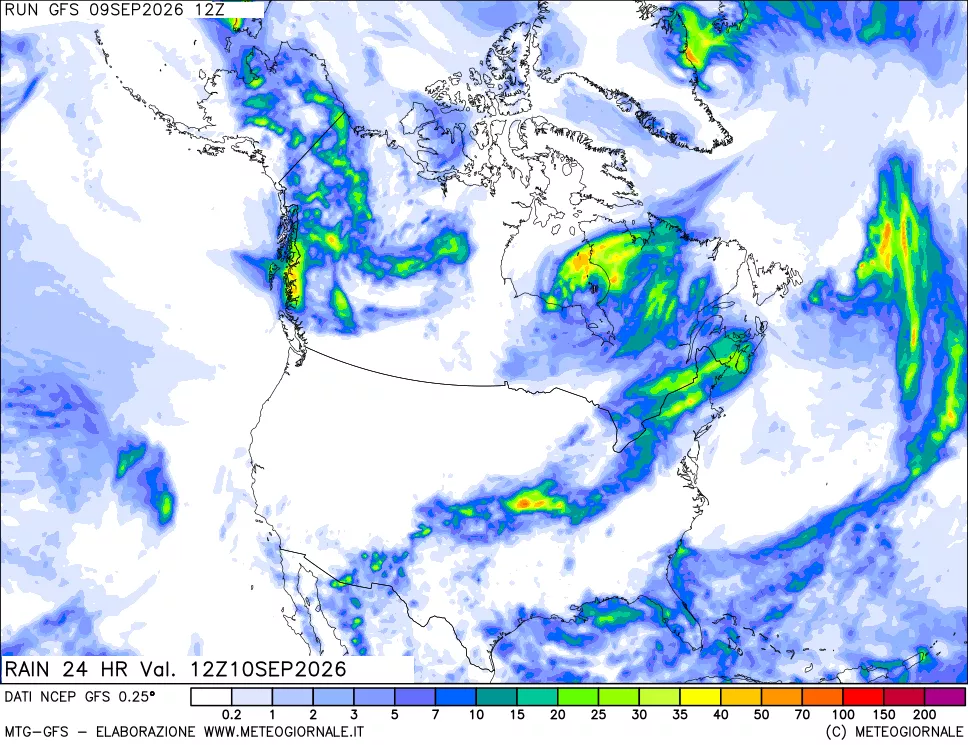 mappa Precipitazioni 24 ore precedenti